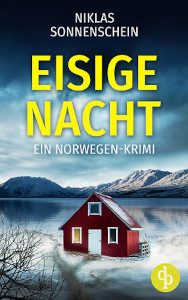 Cover_Eisige NAcht_Thumb300_zeigt einsames skandinavisches Haus am Meer, im Hintergrund Berge