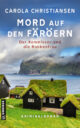 Cover_Mord auf den Faröern_Medium_zeigt typische, grasbewachsene Häuser auf den Faröern, im Hintergrund das Meer und Felsen