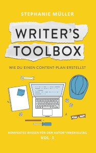 Cover_Writer’s Toolbox_Thumb300_zeigt Laptop und andere Gegenstände mit Bezug zum Inhalt des Buches